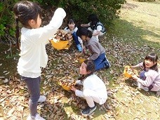 たくさんの落ち葉で遊びました