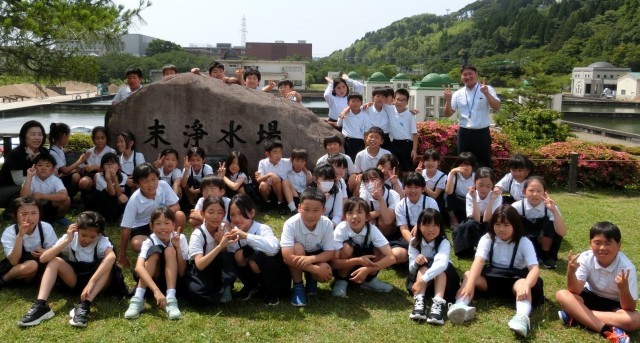 末浄水場にて全員集合