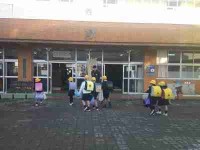 金沢武士団の選手のあいさつ運動①